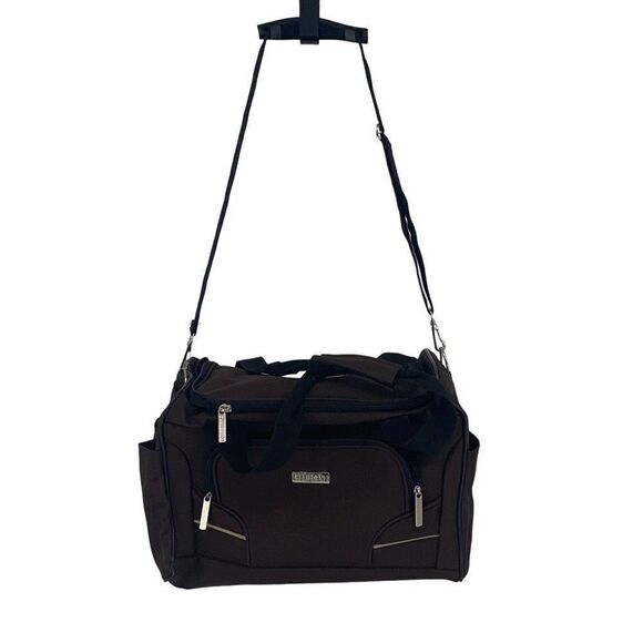 Claiborne Carry On Bag Luggage Zip Pockets Detachable‎ Strap Brown - Picture 3 of 7